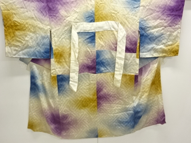 JAPANESE KIMONO / ANTIQUE JUBAN / SILK / MON KINSHA / WOVEN FLOWER